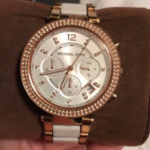 MK Rose Gold & White with Pearl Face Women’s watch
